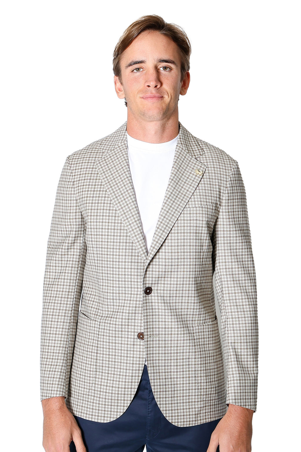TOMBOLINI | Zero-Gravity Check Jacket | Coffee & Cream