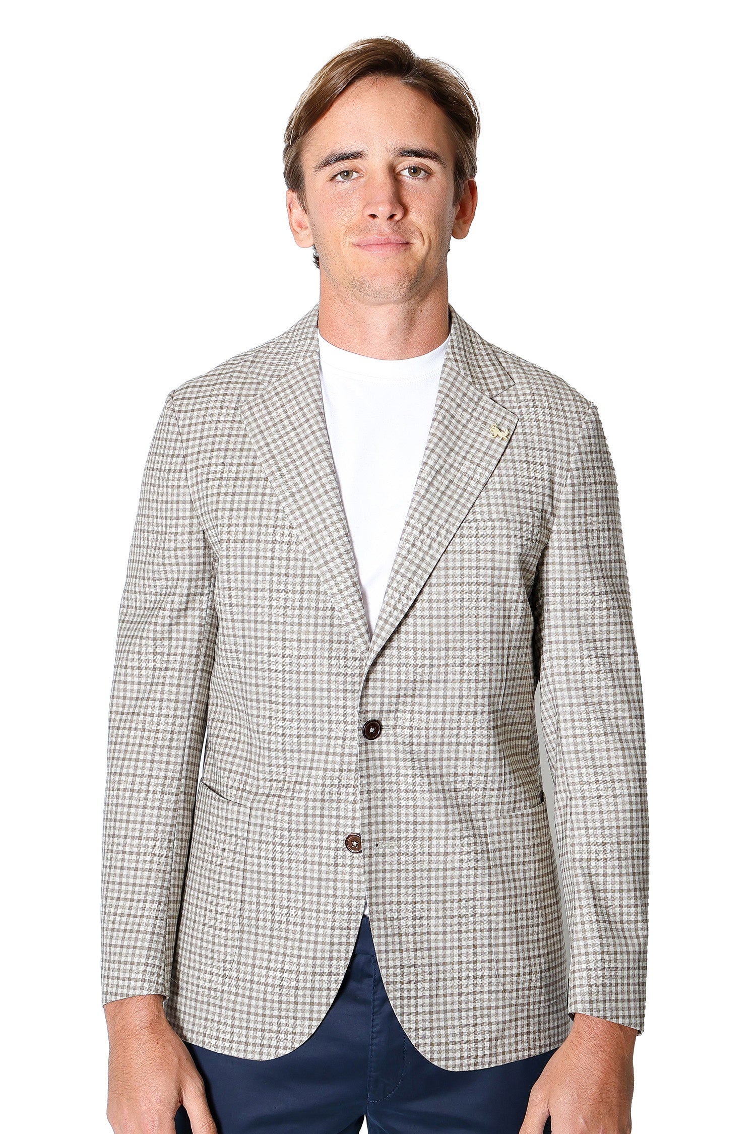TOMBOLINI | Zero-Gravity Check Jacket | Coffee & Cream