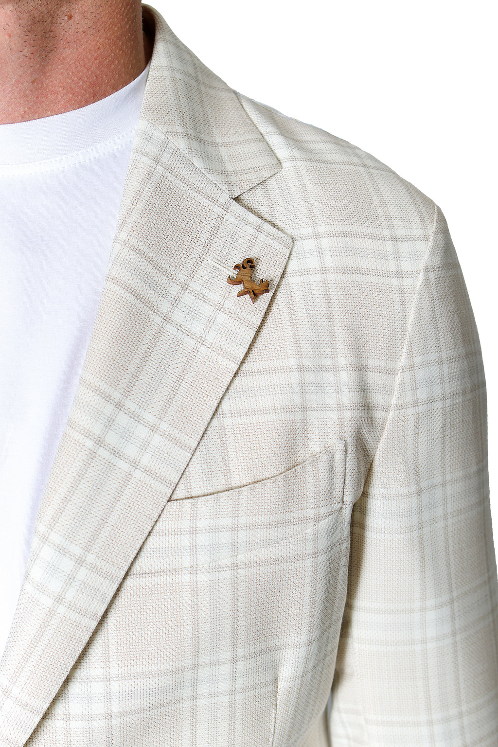 TOMBOLINI | Zero-Gravity Large Check Jacket | Cream