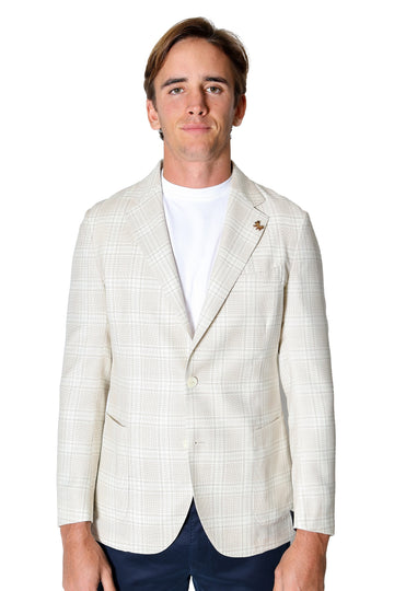 TOMBOLINI Cream Zero-G Large Check Jacket