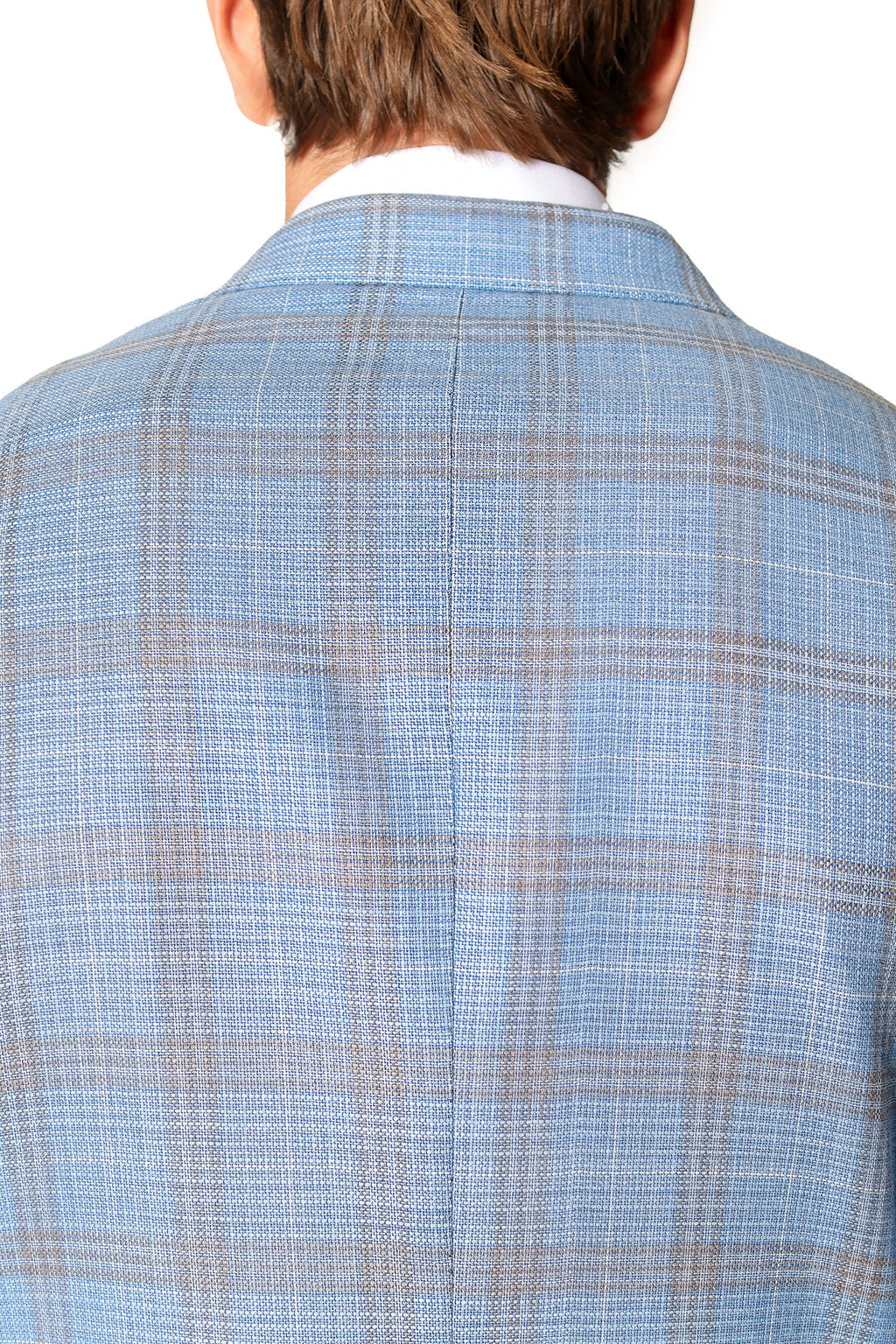 BRIONI | Unlined Plume Check Jacket | Sky Blue