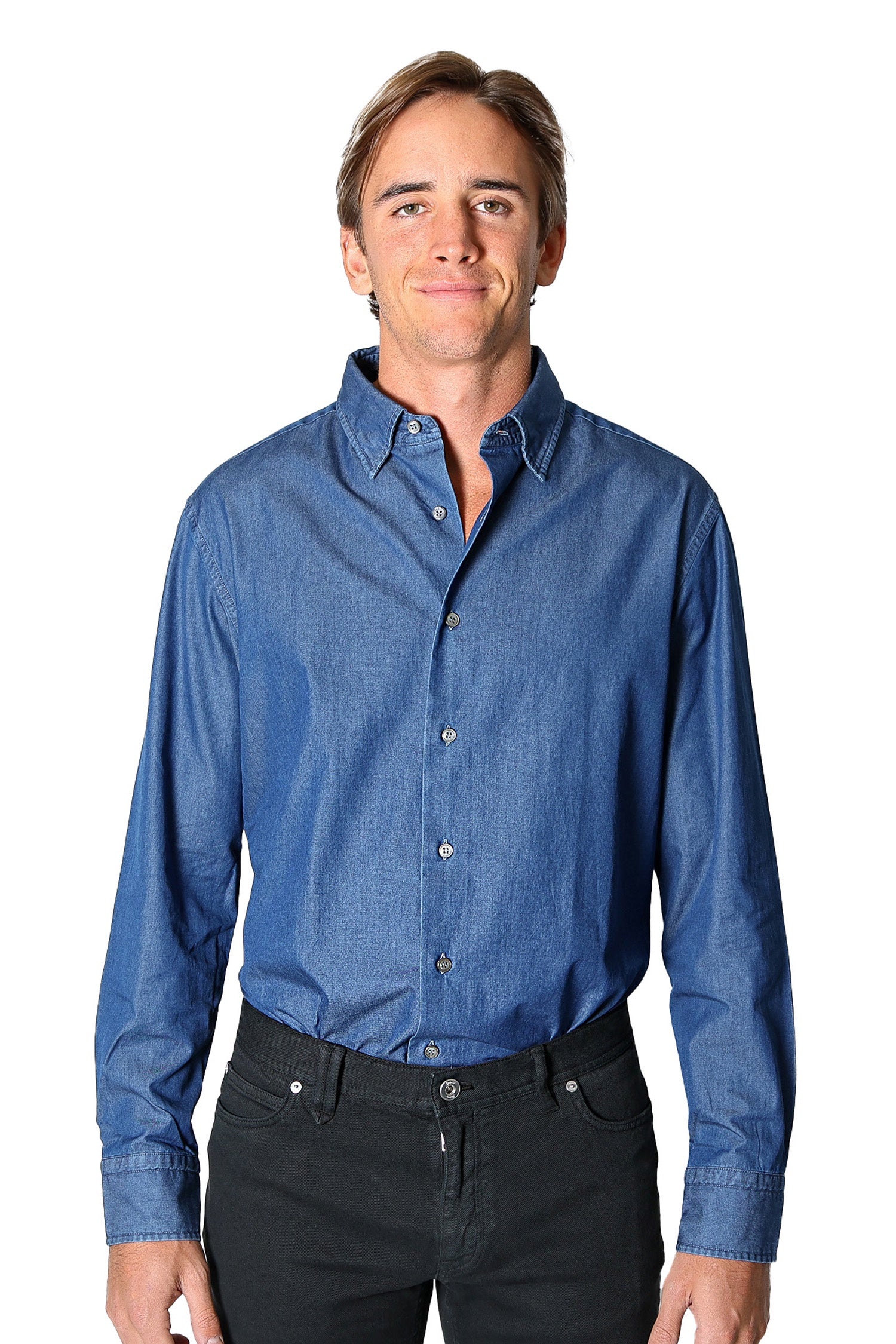 BRIONI | Chambray Shirt | Denim Blue