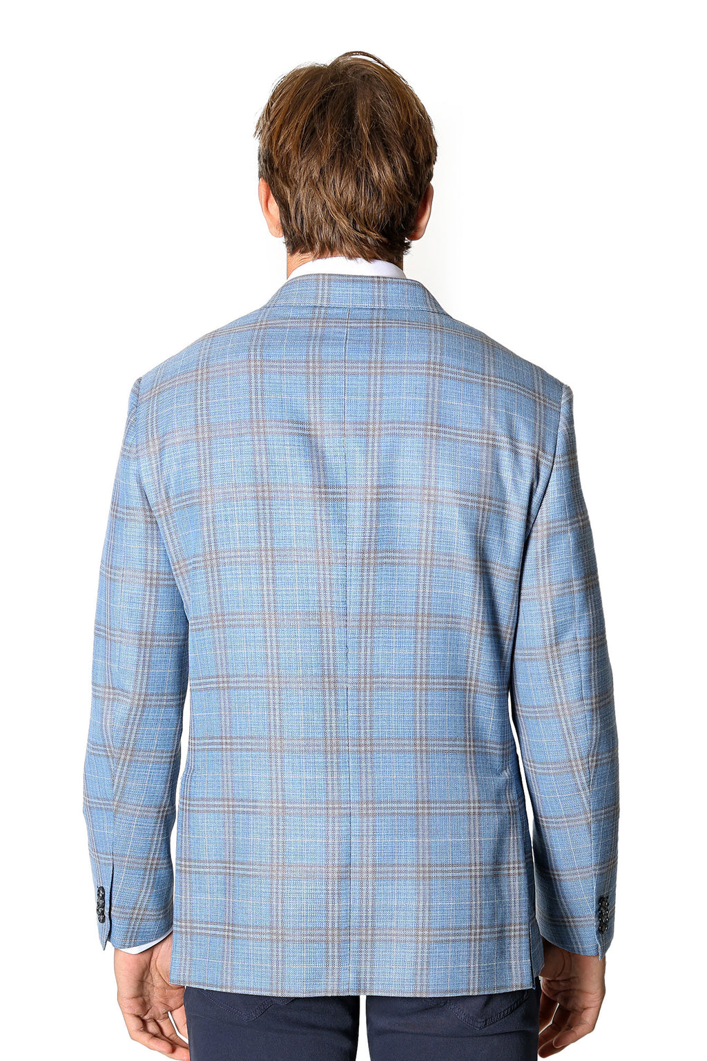 BRIONI | Unlined Plume Check Jacket | Sky Blue