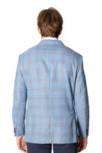 BRIONI | Unlined Plume Check Jacket | Sky Blue