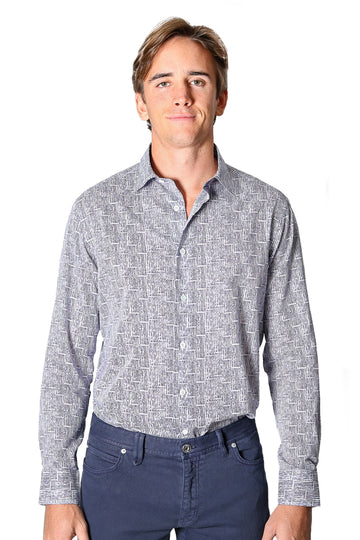 BRIONI Blue & White Vertical Stripe Shirt