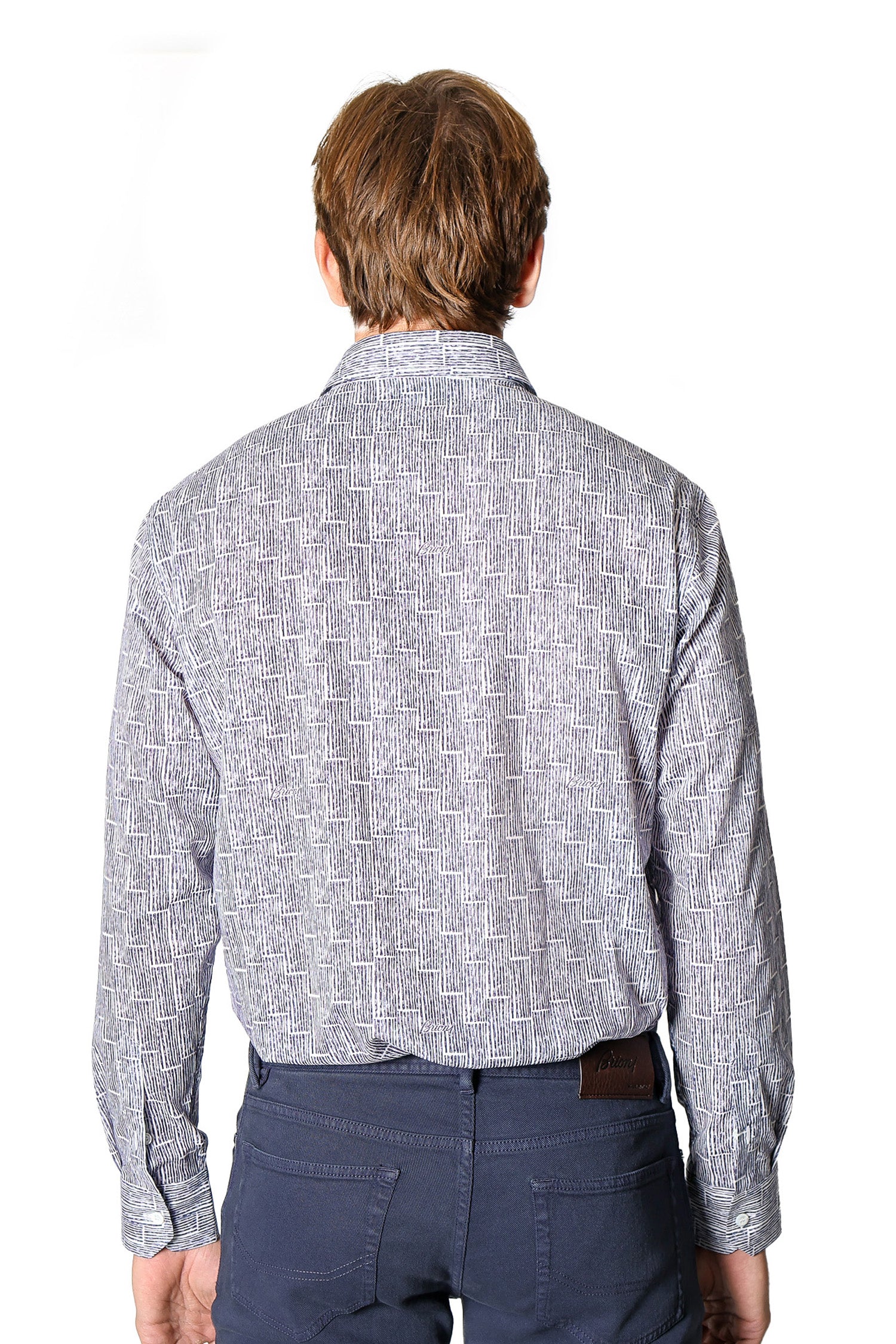 BRIONI | Vertical Stripe Shirt | Blue & White