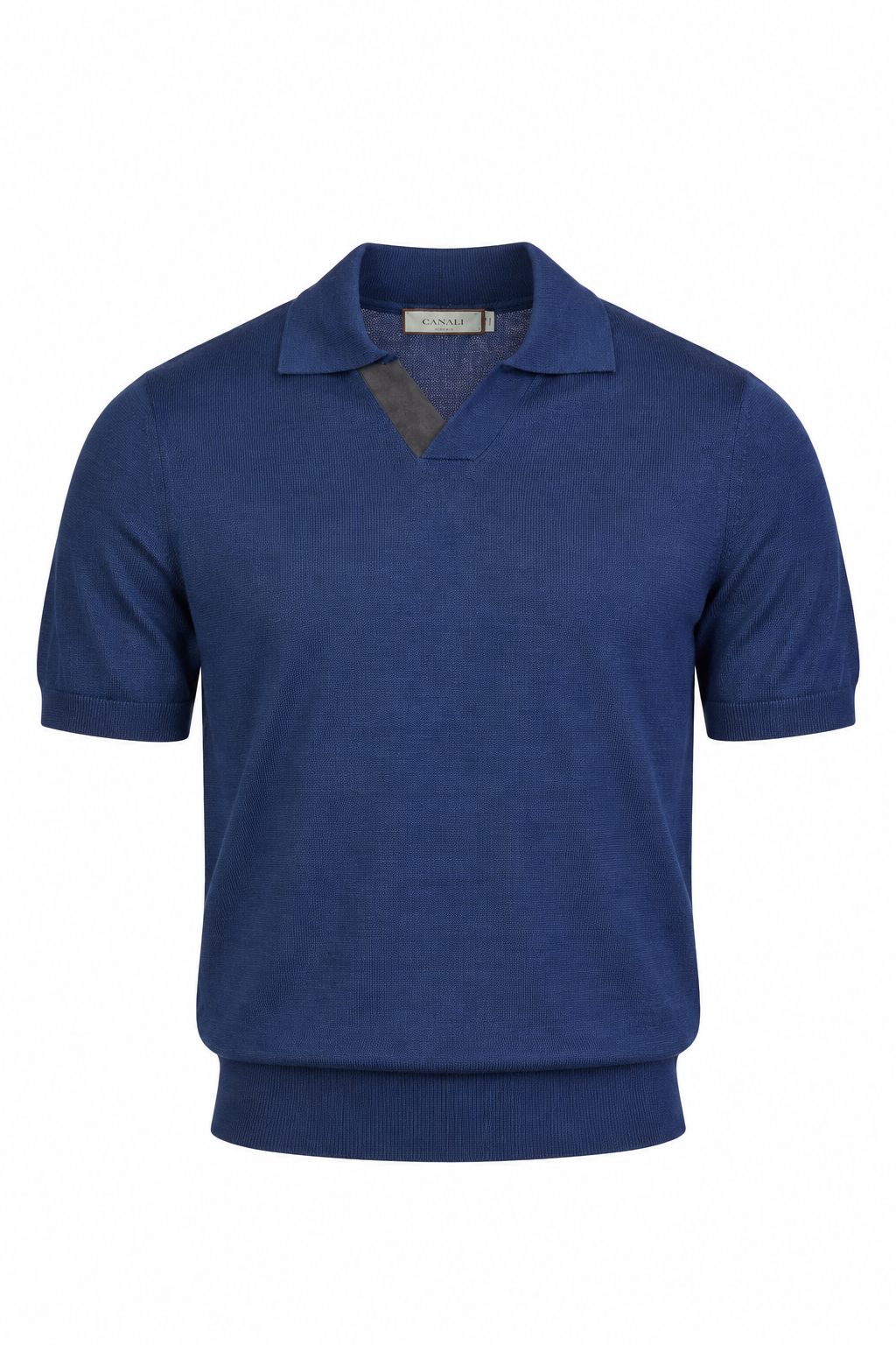 CANALI | Suede Trim Polo | Navy