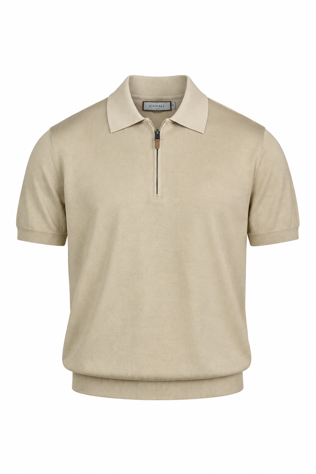 CANALI | Zip Neck Polo | Sand
