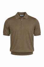 CANALI | Zip Neck Polo | Mid-Brown