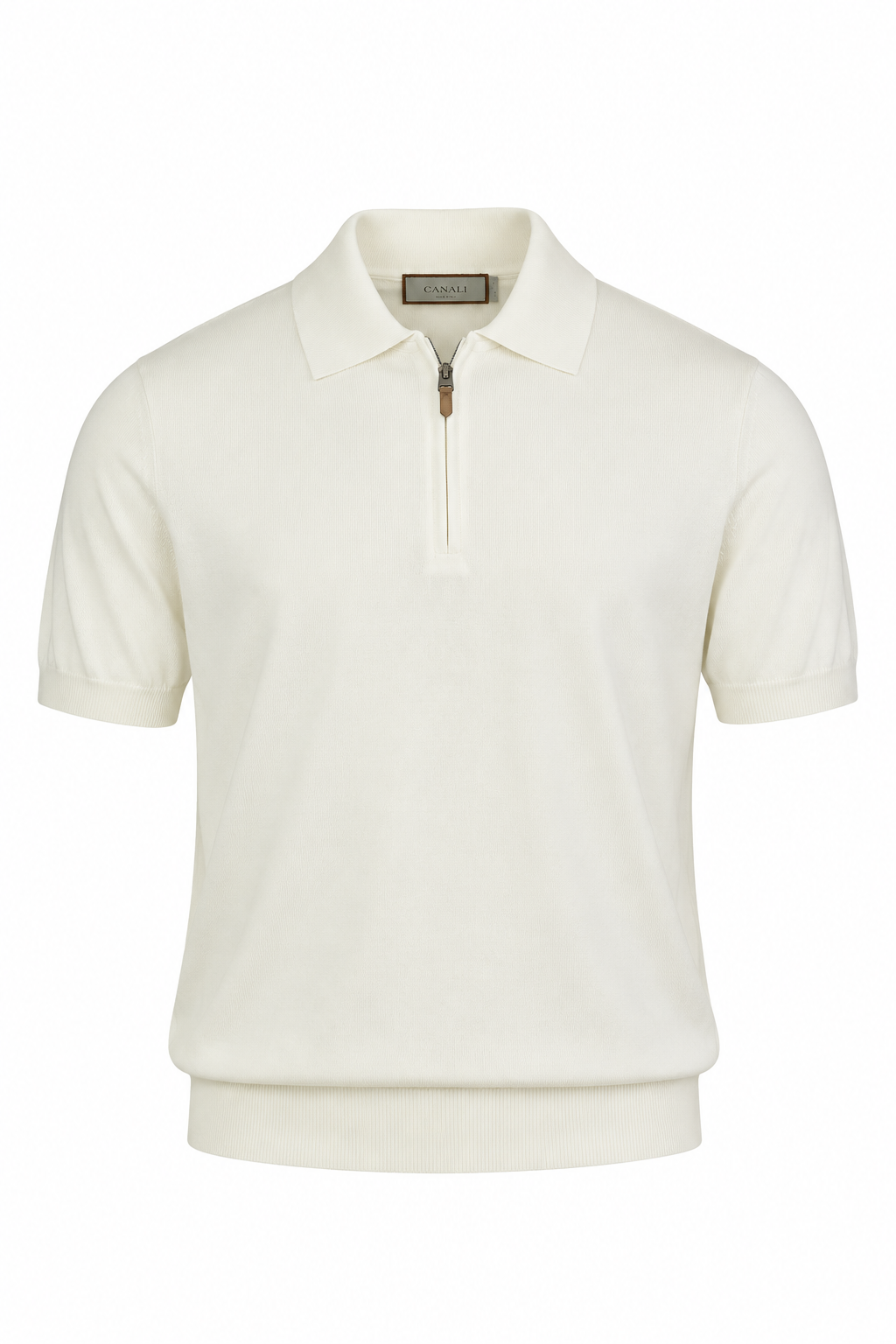 CANALI | Zip Neck Polo | White