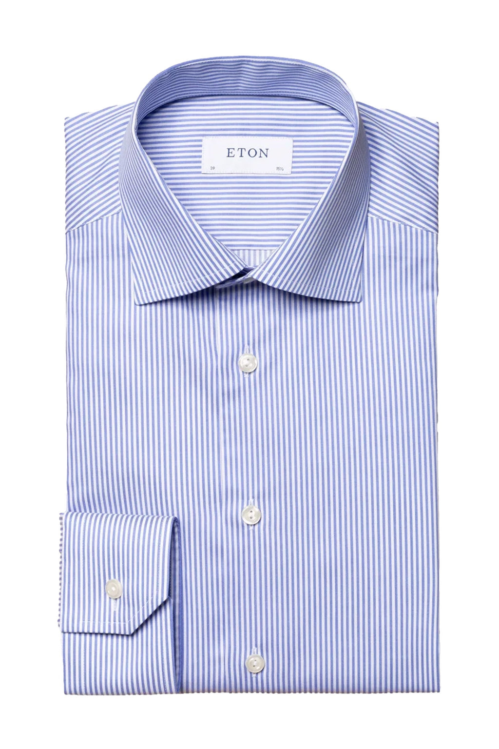 ETON | Cotton Striped Shirt | Mid-Blue