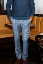 BRIONI | Drawstring Wool Trousers | Blue