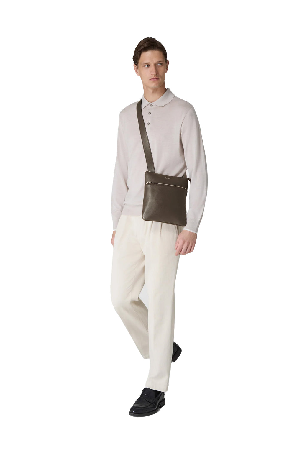 SERAPIAN | Slim Crossbody Bag | Dark Brown
