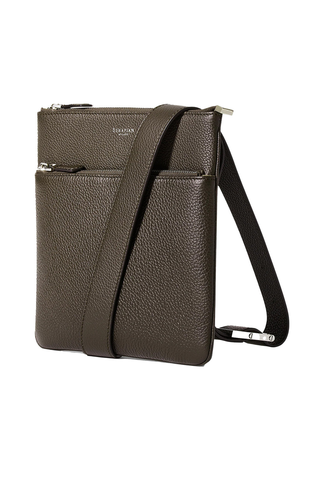 SERAPIAN | Slim Crossbody Bag | Dark Brown