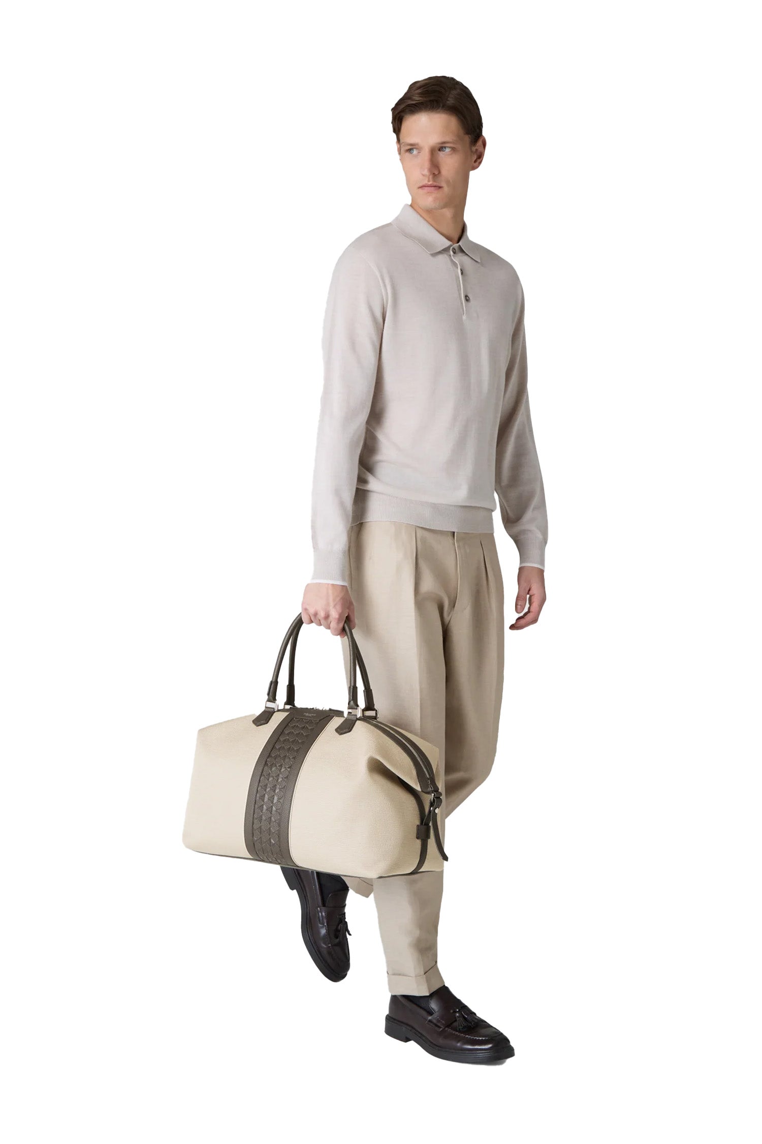 SERAPIAN | Canvas And Mosaic Travel Bag | Natural