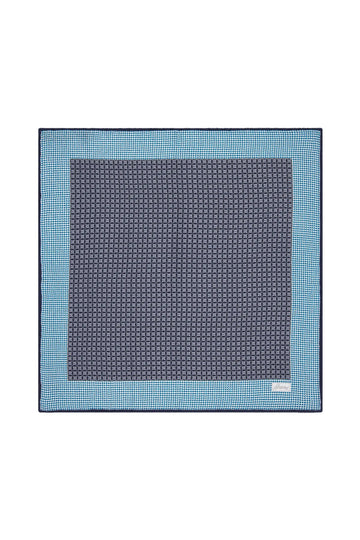BRIONI | Micro Motif Pocket Square | Blue
