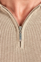 PINI PARMA | Ribbed Zip Polo | Taupe