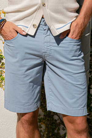 JACOB COHEN | Cotton Shorts Suede Label | Sky Blue