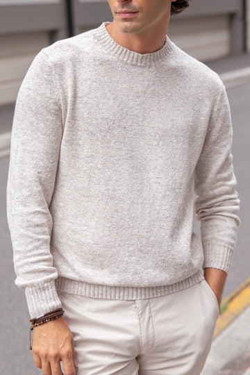 FEDELI | Crew Knit | Beige Marle