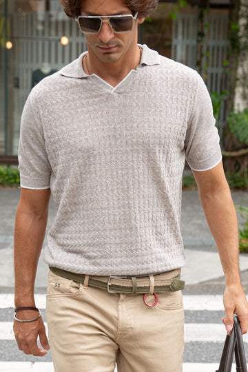 FEDELI | Poldo V-Neck Knit | Light Brown