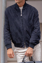 ALTEA | Suede Bomber Jacket | Navy