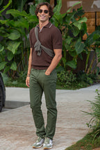 ALTEA | Polo With White Trim | Chocolate