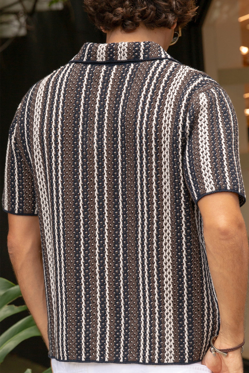 ALTEA | Crochet Shirt | Navy & Chocolate