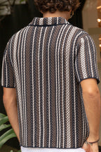 ALTEA | Crochet Shirt | Navy & Chocolate