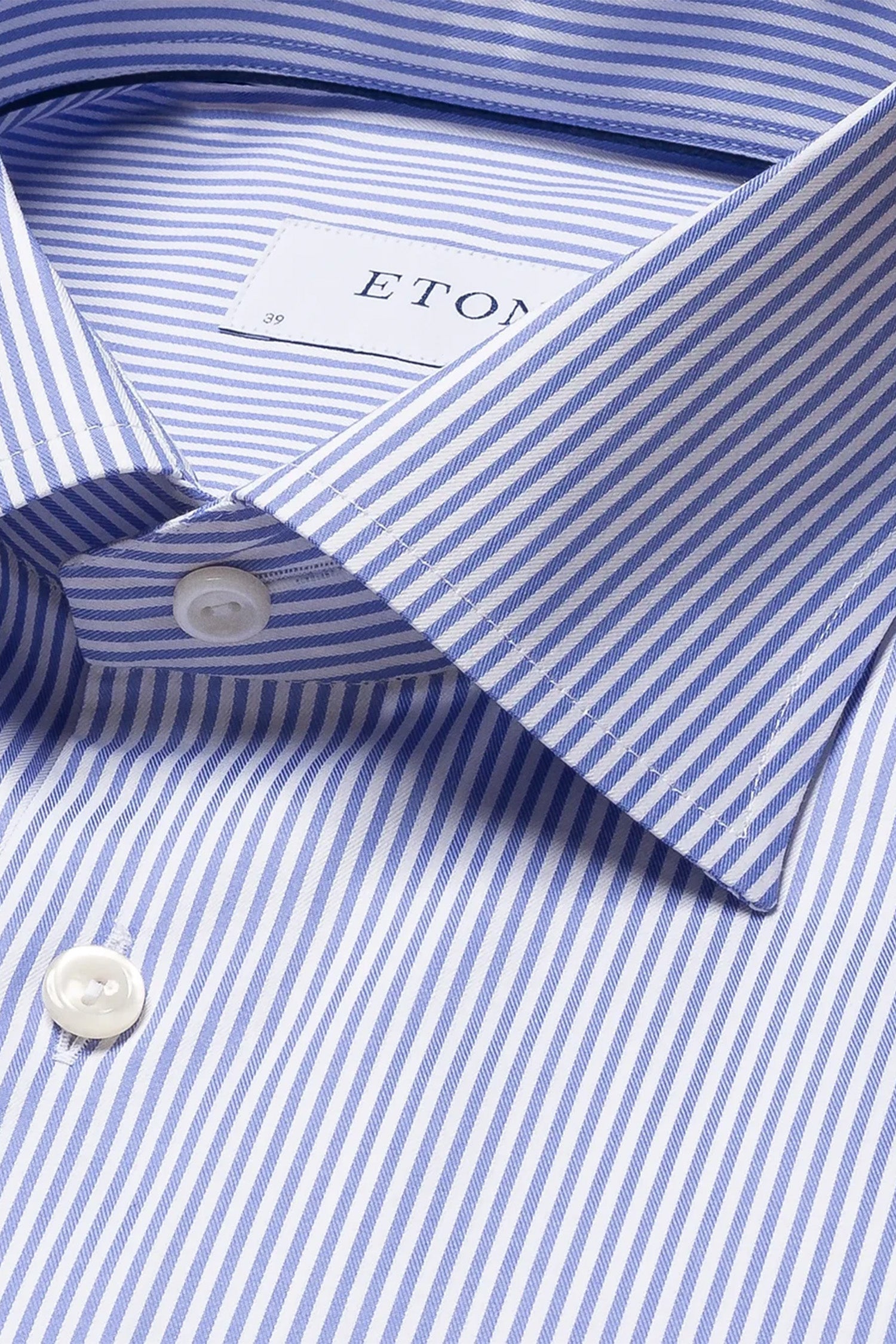 ETON | Cotton Striped Shirt | Mid-Blue