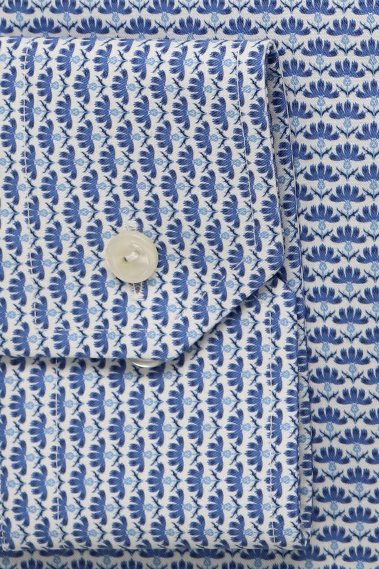 ETON | Flower Print Shirt | Mid Blue