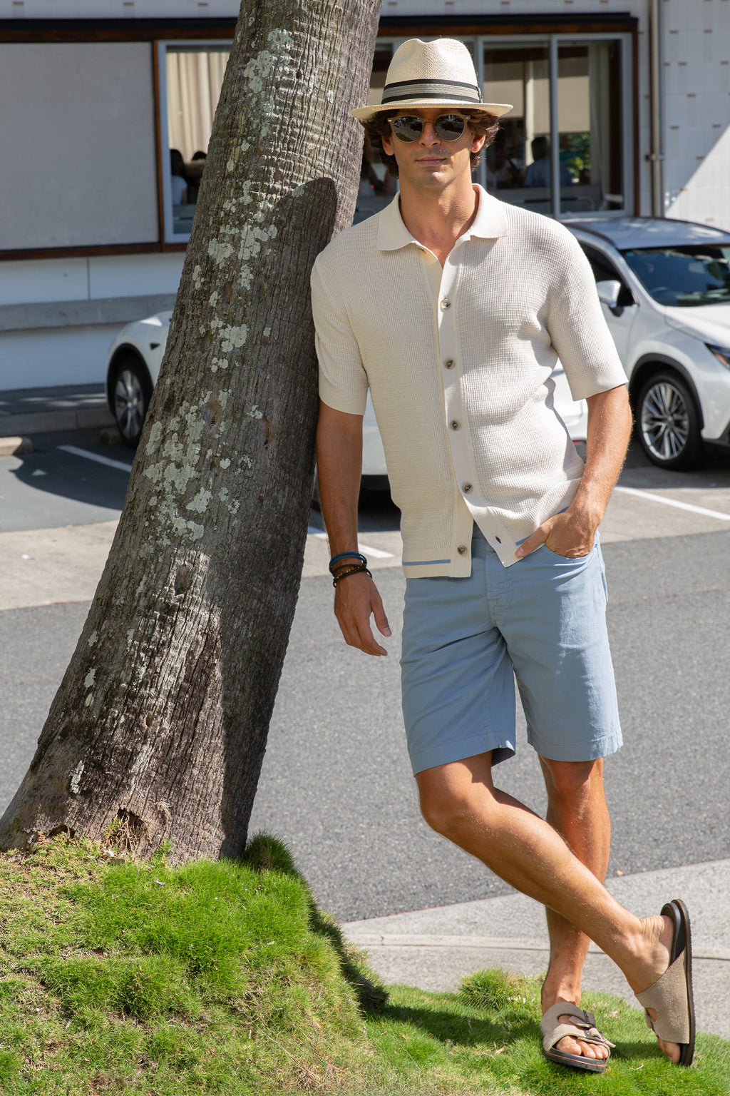 JACOB COHEN | Cotton Shorts Suede Label | Sky Blue