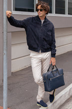 ALTEA | Suede Bomber Jacket | Navy
