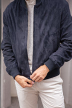 ALTEA | Suede Bomber Jacket | Navy