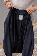 ALTEA | Suede Bomber Jacket | Navy