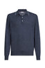 BRUNELLO CUCINELLI | Knit Polo With Trim | Dark Blue Melange