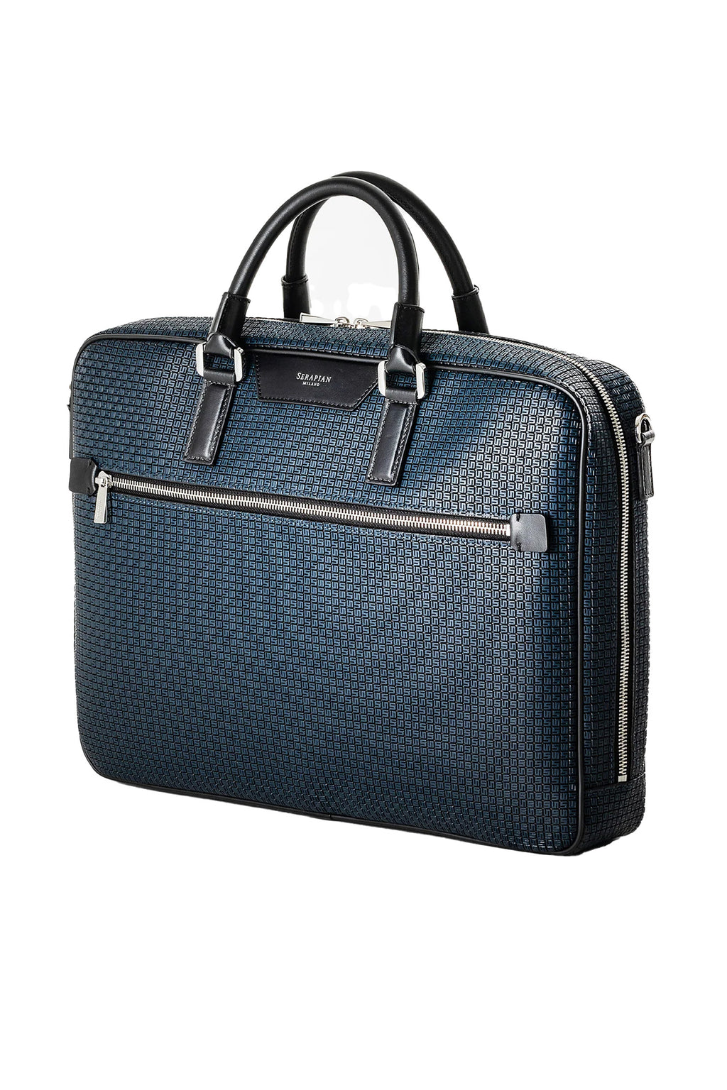 SERAPIAN | Stepan Slim Briefcase | Navy & Black