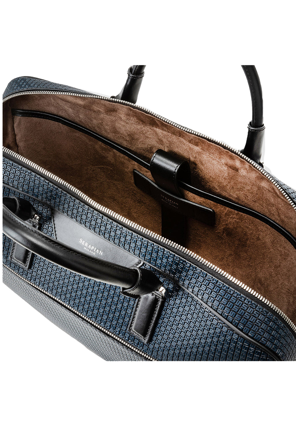 SERAPIAN | Stepan Slim Briefcase | Navy & Black