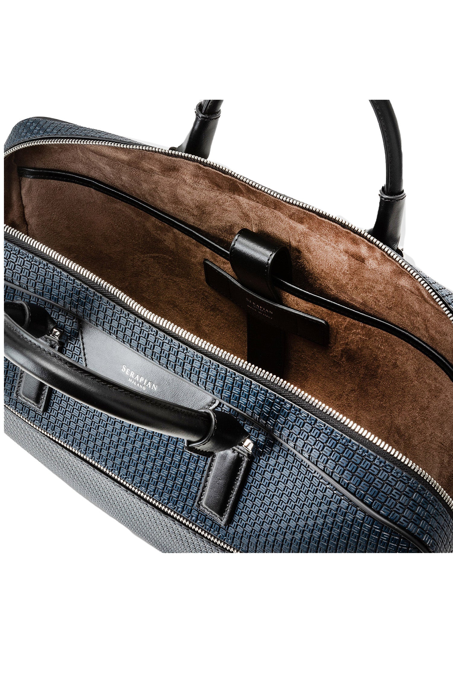 SERAPIAN | Stepan Slim Briefcase | Navy & Black