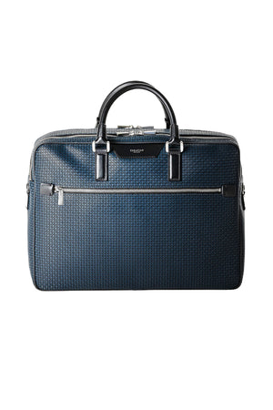 SERAPIAN | Stepan Double Zip Briefcase | Navy & Black