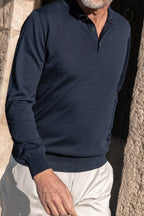 PINI PARMA | Knit Cotton Polo | Navy