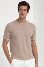 PINI PARMA | Knitted Tee With Trim | Taupe