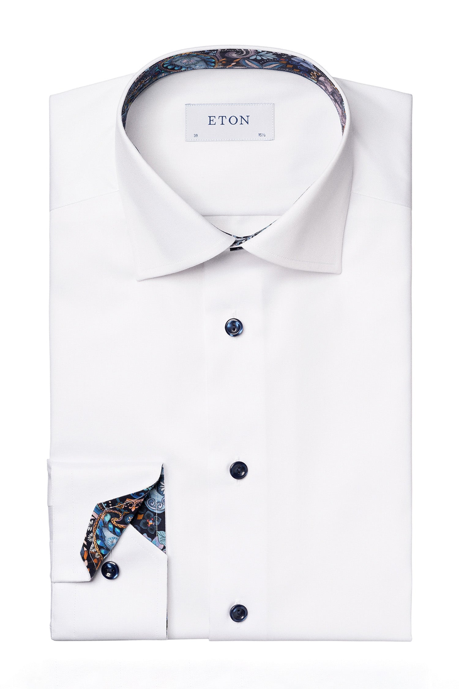 ETON | Shirt With Navy Buttons | White