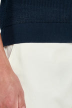 PINI PARMA | Ribbed Zip Polo | Navy