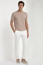 PINI PARMA | Knitted Tee With Trim | Taupe