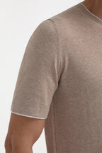 PINI PARMA | Knitted Tee With Trim | Taupe