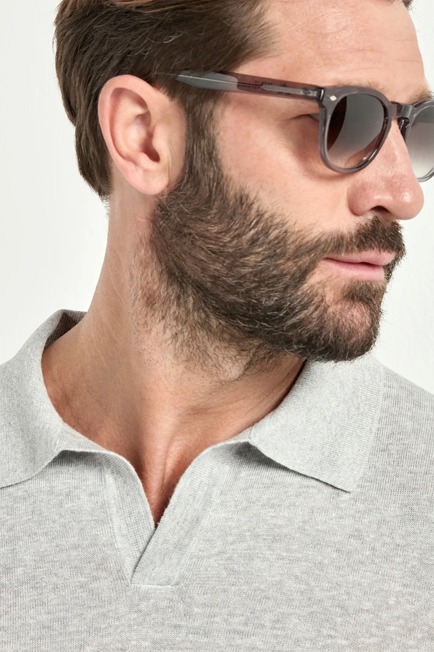 PINI PARMA | Linen & Cotton Polo | Pale Brown