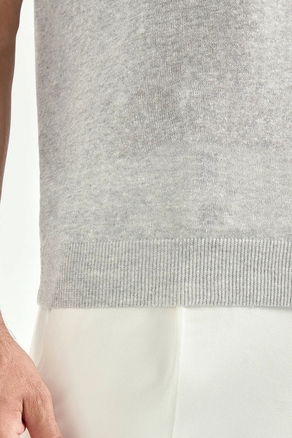 PINI PARMA | Linen & Cotton Polo | Pale Brown