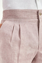 PINI PARMA | Double Pleated Linen Shorts | Dusty Rose