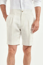 PINI PARMA | Striped Linen Shorts | Brown Stripe