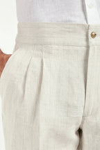 PINI PARMA | Striped Linen Shorts | Brown Stripe